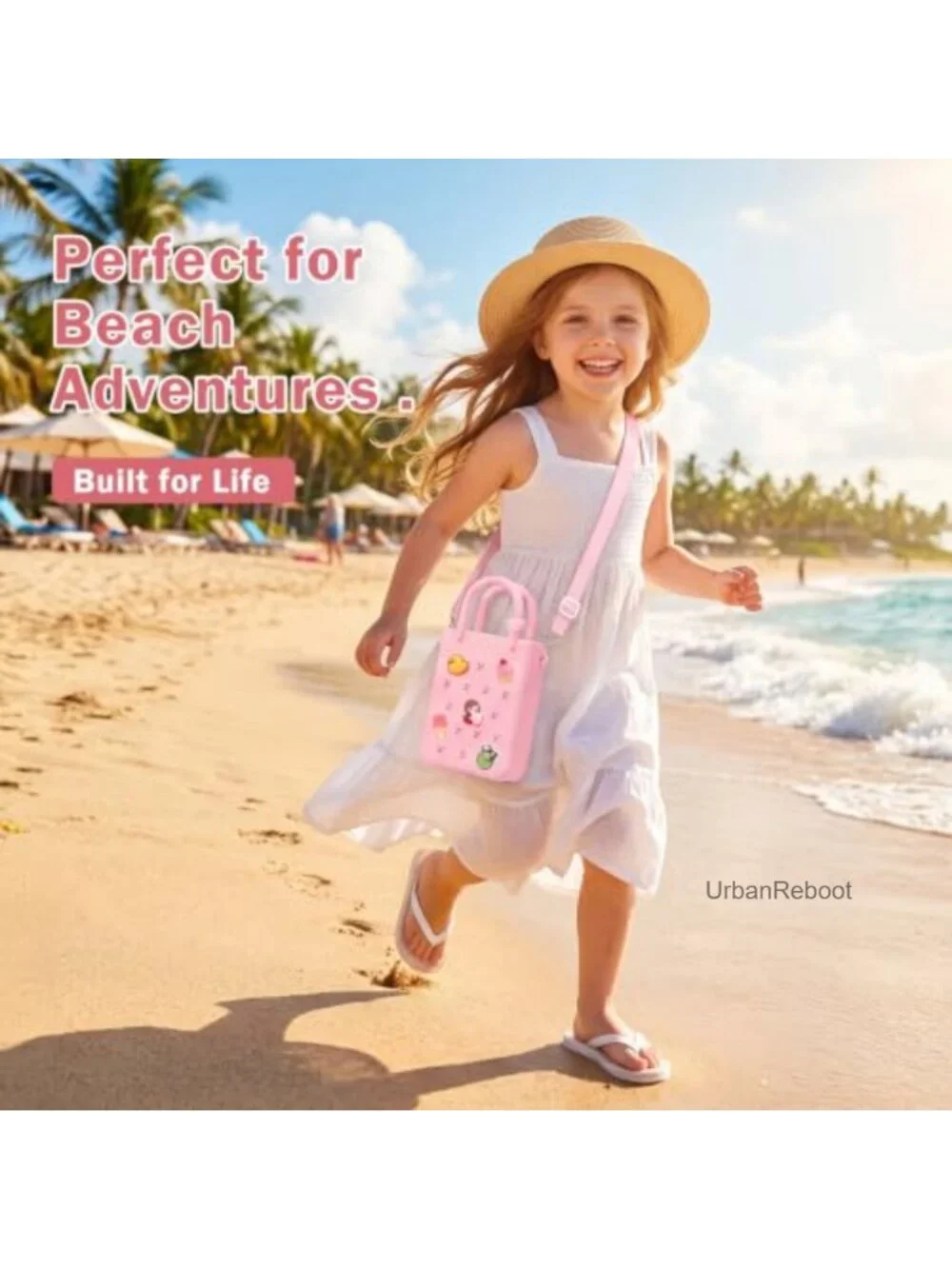 Mini Silicone Beach Bag Girls Tote Adjustable Strap Waterproof